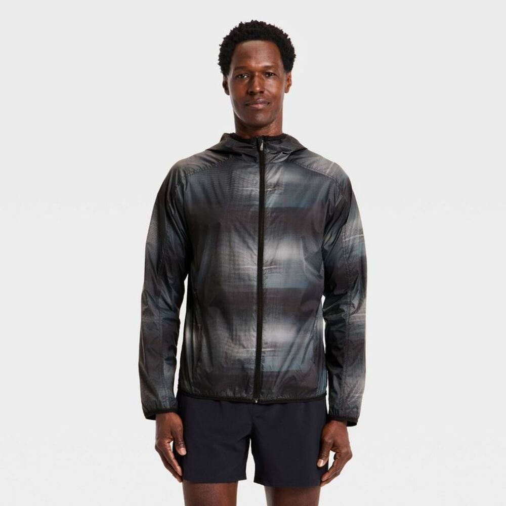 All In Motion - Men's Printed Run Jacket - All In Motion Dark Gray Gray